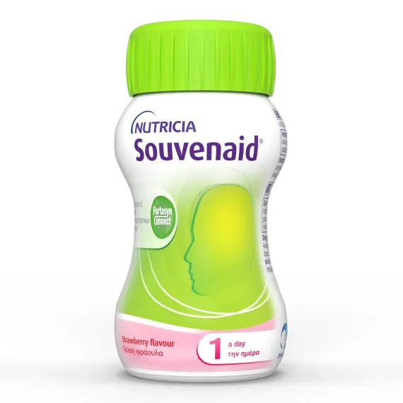 Souvenaid, napitek okus jagoda, plastenka, 4 x 125 ml