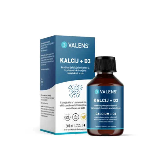 Valens kalcij + D3 tekočina, 300ml