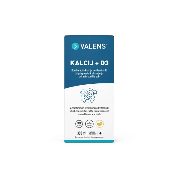 Valens kalcij + D3 tekočina, 300ml