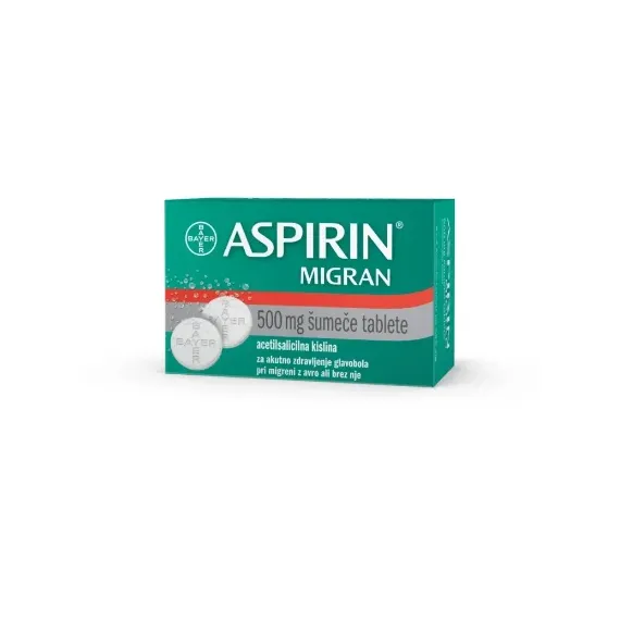 Aspirin migran 500 mg šumeče tablete, 12 tablet