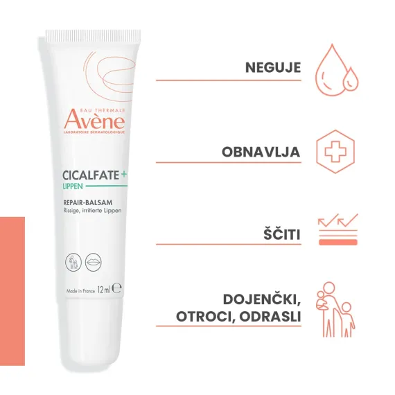Avene, Cicalfate+ obnavljajoči balzam za ustnice, 12 ml