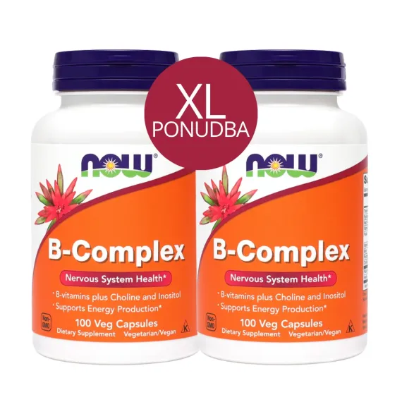 Now, paket B-kompleks vegetarijanske kapsule XL, 2 x 100 kapsul